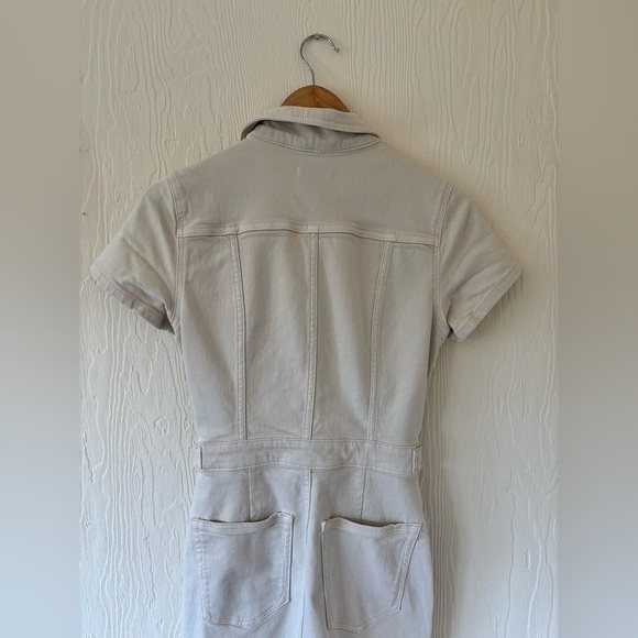 Good American Fit for Success Palazzo Cream Off White Denim Jumpsuit Boiler Suit - Picture 12 of 17